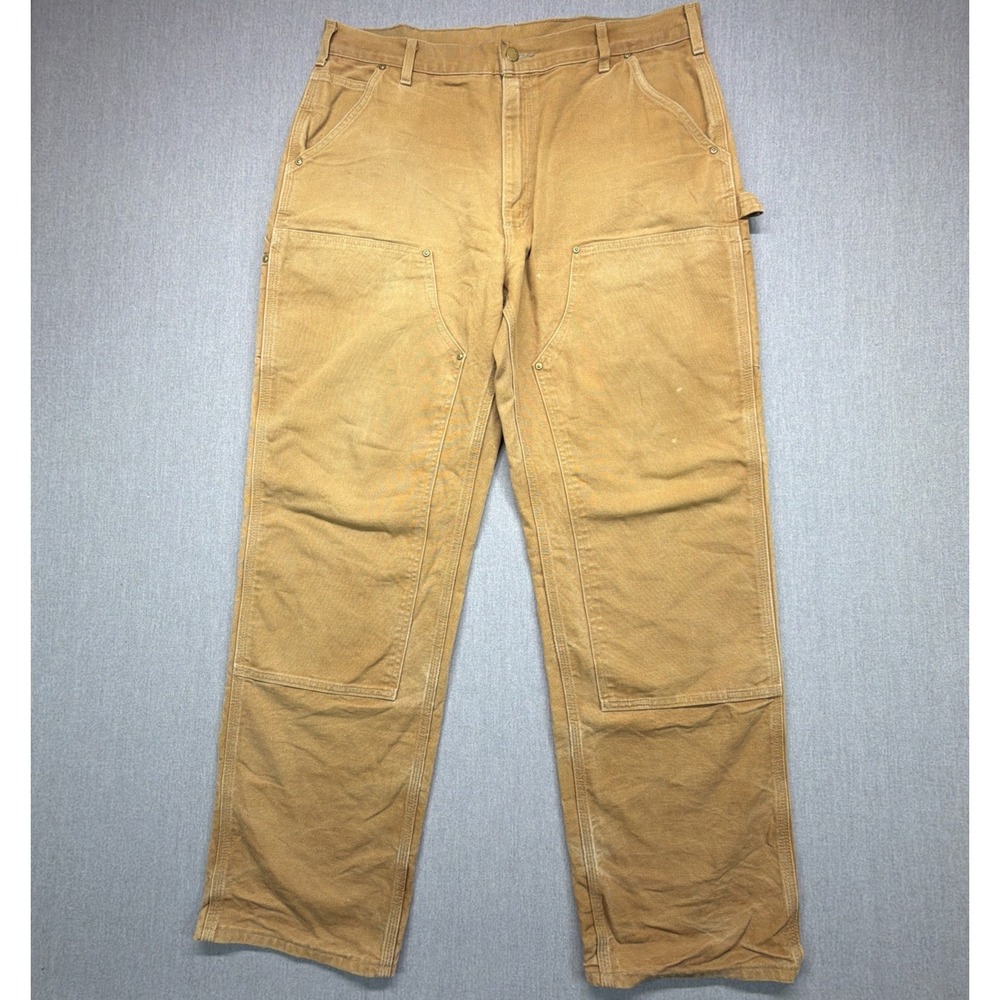 Vintage Carhartt Pants Mens 37x32 Brown Double knee Front Loose Fit Made in USA